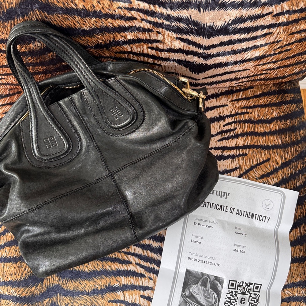 Givenchy Nightingale Medium Tote in Black Leather with COA